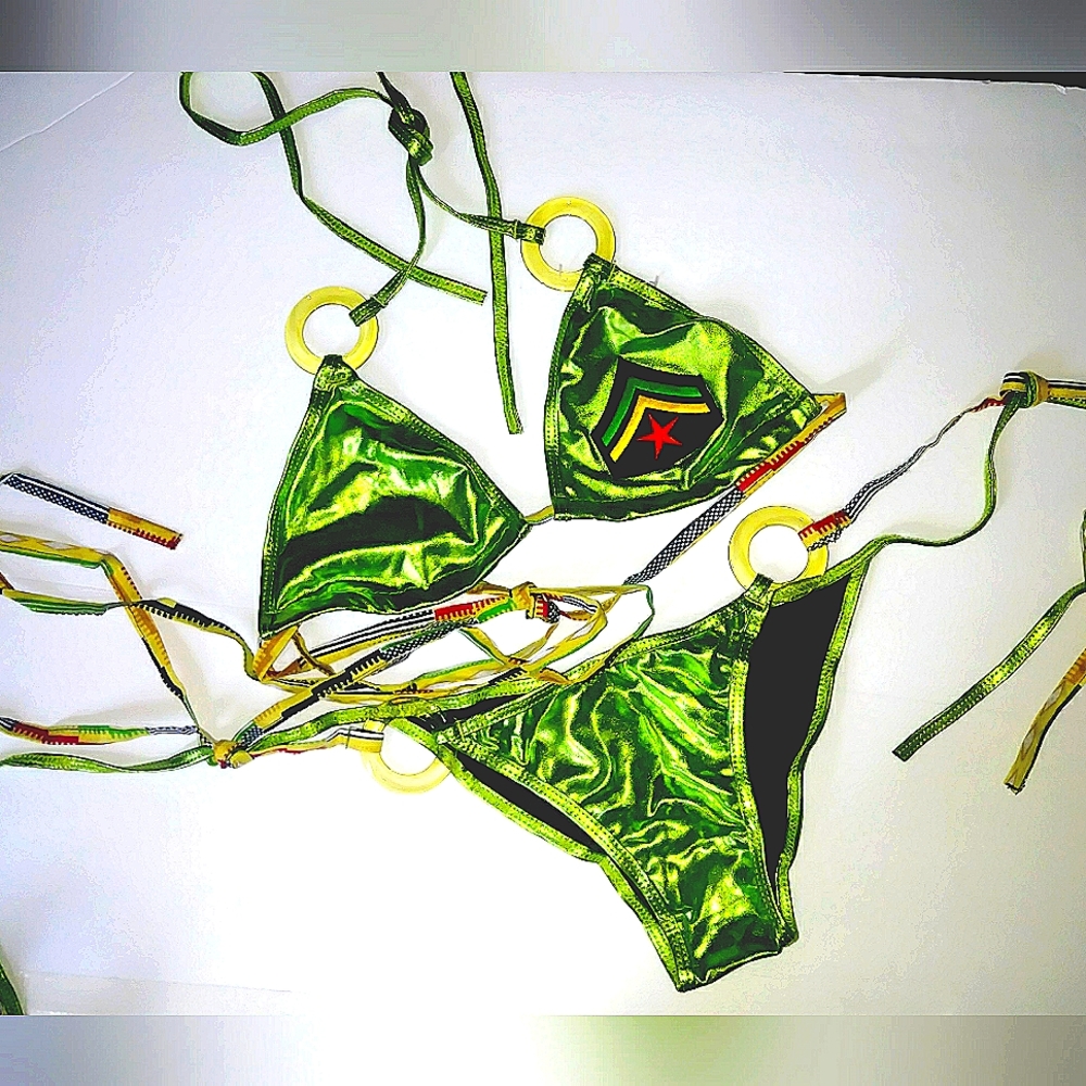 NEW African Themed Bikini Set! Ethnic Cultural Tribal Swimwear Swimsuit. Rasta!